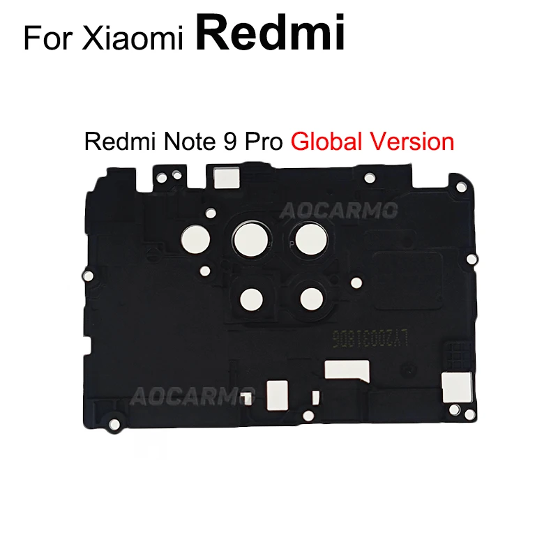 غطاء اللوحة الأم Aocarmo وعدسة الكاميرا الخلفية الخلفية مع إطار لقطع غيار الإصدار العالمي Xiaomi Redmi Note 9 Pro
