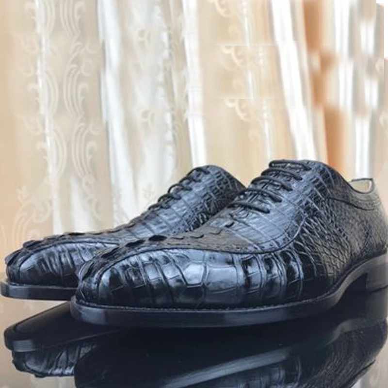 shenzhen dae new style men dress shoes  import   crocodile leather  manual  sewing  breathable  Leather soles men shoes