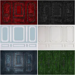 Dark Blue Red Black Retro Door Room Photography Backdrops for Wedding Birthday Portrait Photocall Background Photo Studio Props