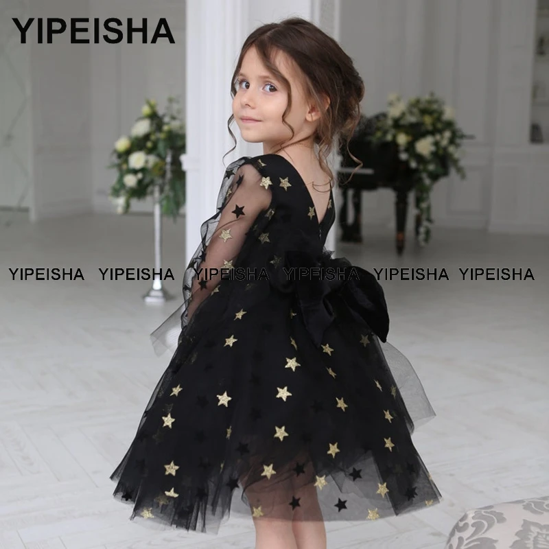 Yipeisha Infant Dress Baby Black Party Princess Dresses Christmas Newborn Prom Gown For Baby Girl 1-14 Year Birthday Gift