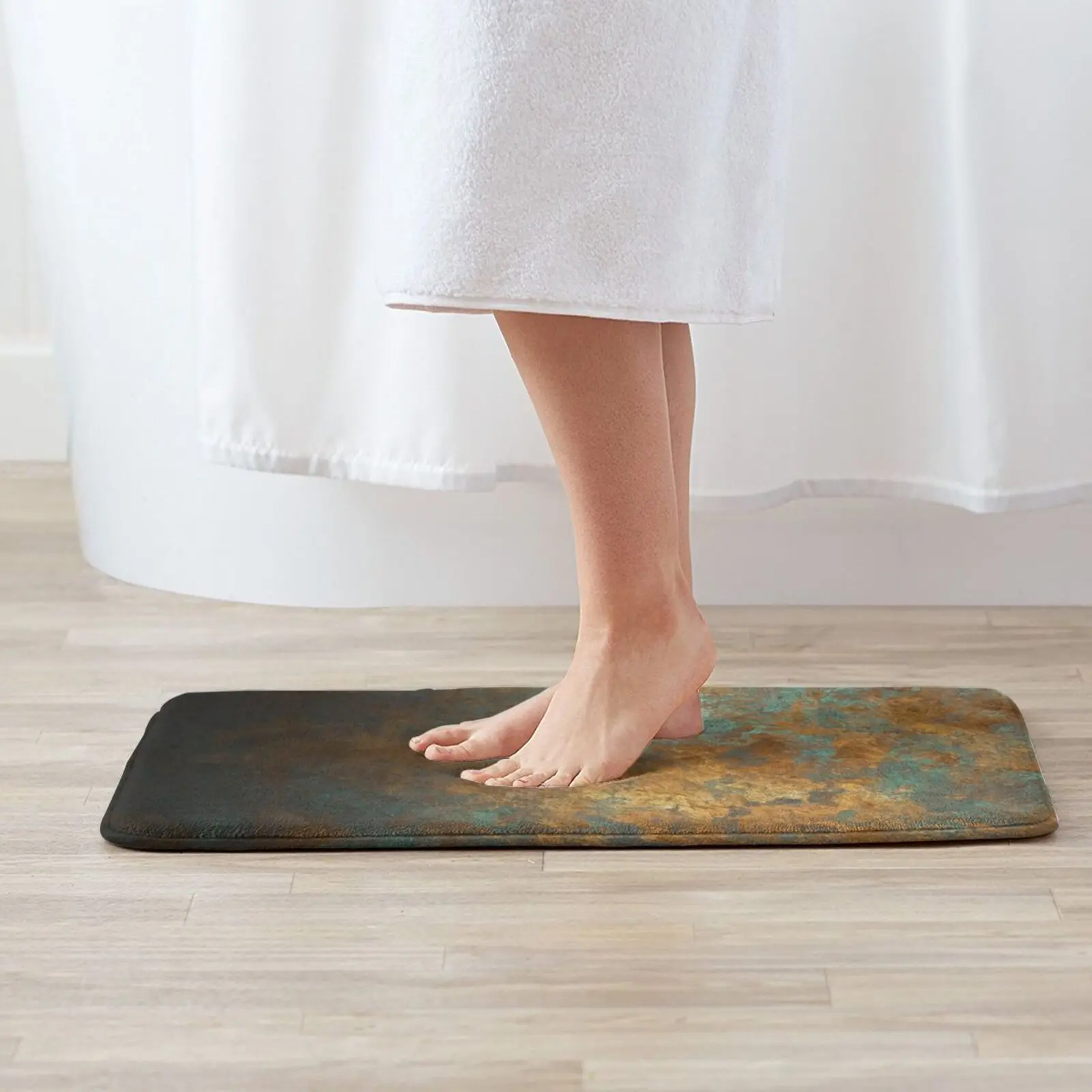 Oxidized Copper Entrance Door Mat Bath Mat Rug Oxidized Copper Metal Anti-Slip Bedroom Kitchen Foot Mat Floor Carpet