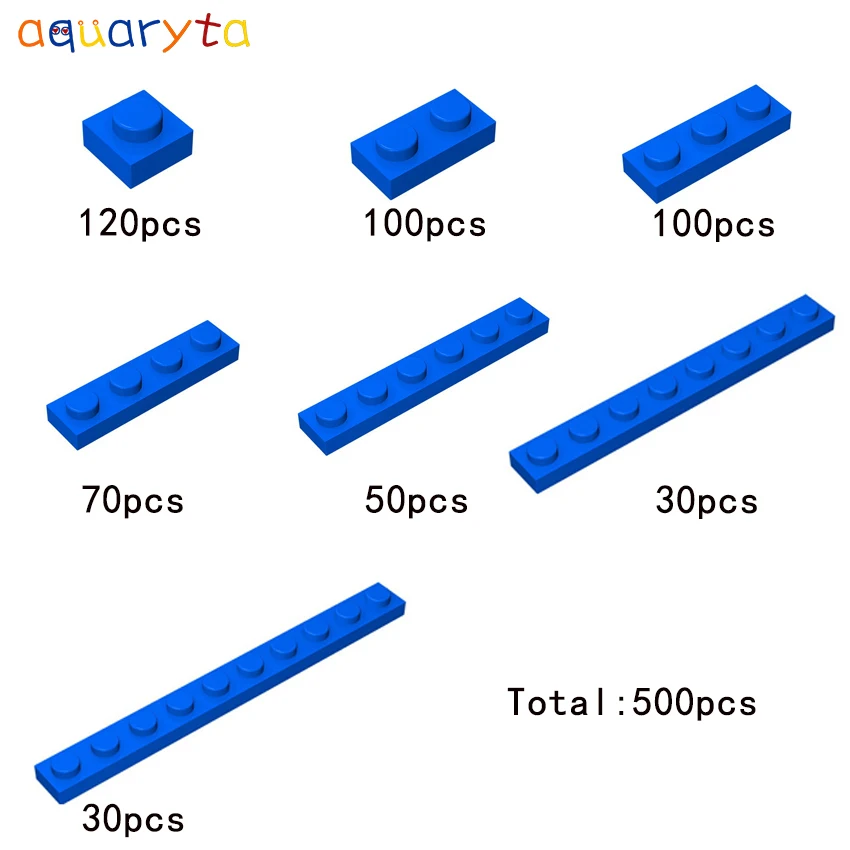 

Aquaryta Building Block Part Blue 500pcs/bag Plate Compatible with 3024 3023 3623 3710 3666 3460 Creativity Toy for Children