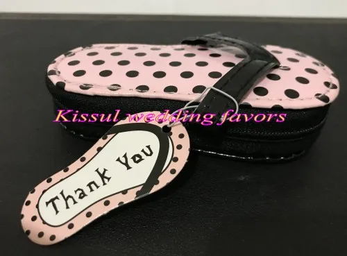 (10 Pieces/Lot) Charming Wedding keepsake of Pink Polka Flip Flop Pedicure Set and Black Purse manicure set Bridal Shower Gift