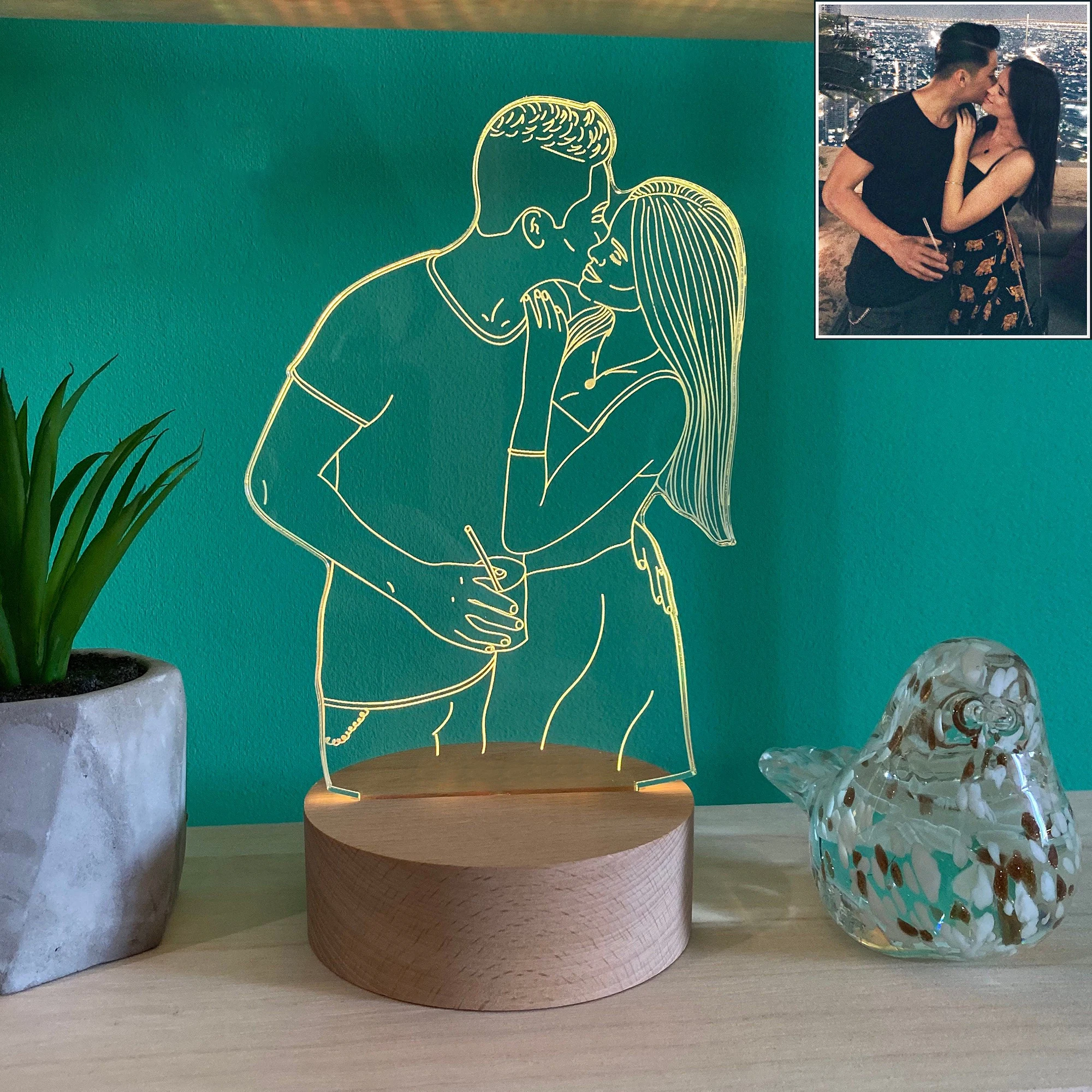 Dropshipping Personalized 3D Night Light USB Wooden Base DIY Acrylic Lamp Mother\'s Day Birthday Party Gift For Girl Friend