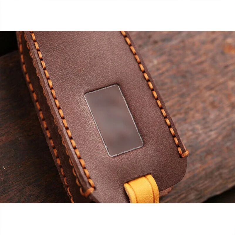 Handicrafts Leather Smart Car Key Fob Case Cover Bag Holder Shell Keychain Accessories For Rolls Royce Phantom Wraith Badge