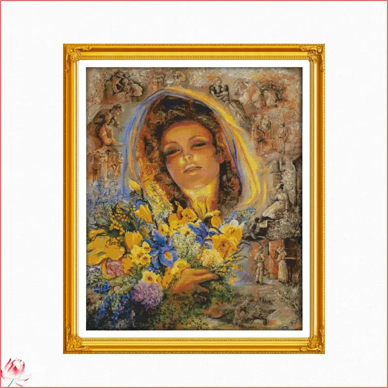 

Art Abstract Woman Printied Cross Stitch Kit Pattern Traditional Embroidery 11CT 14CT Needlework Traditional Craft Home Deco