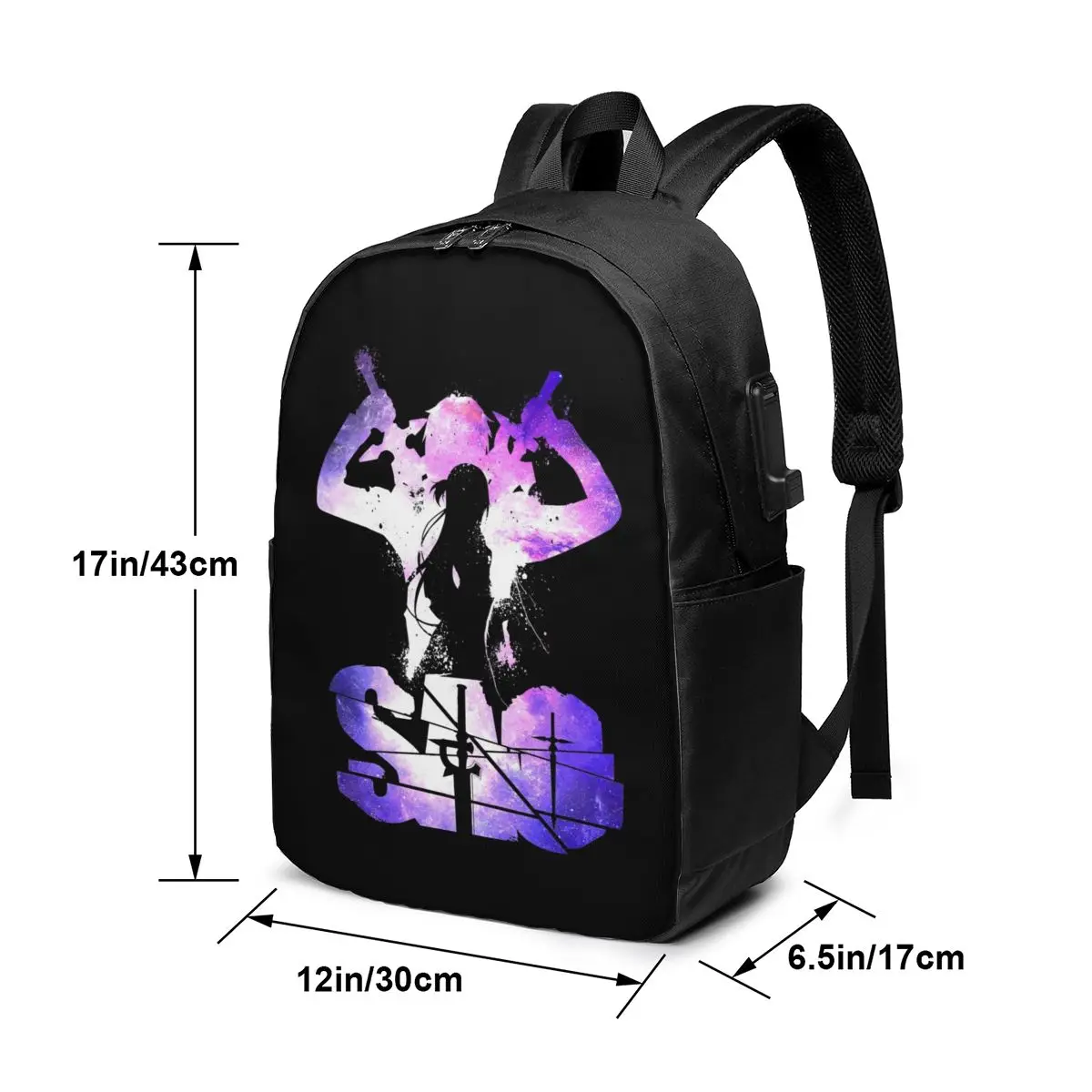 Imagem -02 - Sao Kirito Mochila Sao Kirito Mochilas Masculinas-feminino Bolsa Multifuncional Impressão Bolsas de Rua de Alta Qualidade