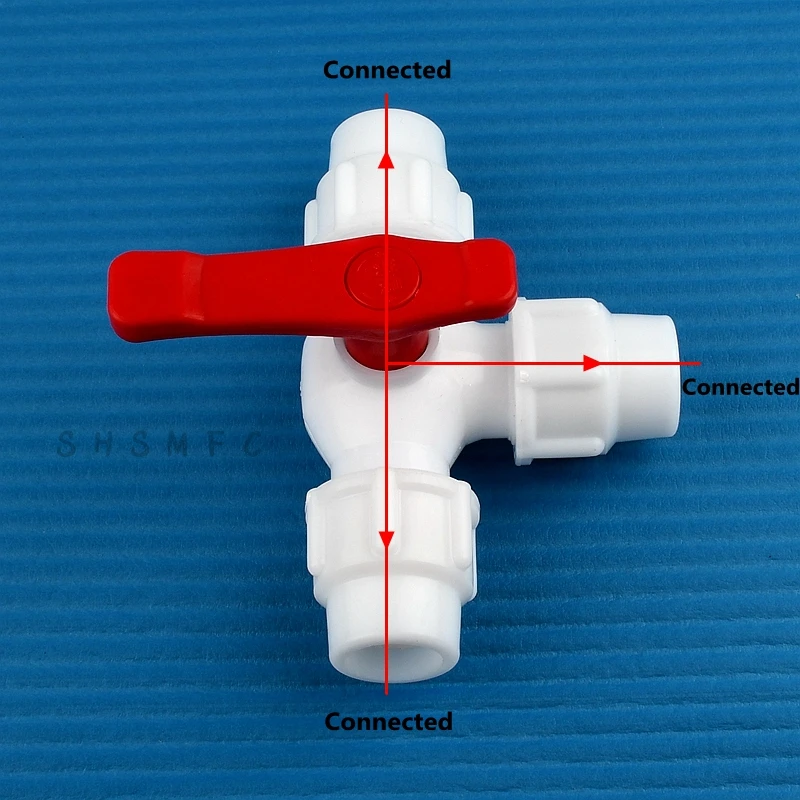 1Pc 20/25/32mm biały piłka PVC zawory instalacja wodna z tworzywa sztucznego zawór szybkiego rurki PE 3-Way szybkie złącza akcesoria do nawadniania