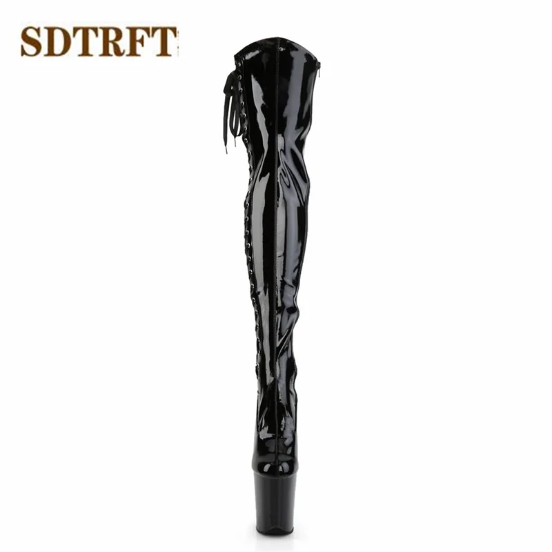 SDTRFT 20cm Thin High Heels Over The Knee boots Platform unisex botas mujer ladies wedding Pumps women side Lace up party shoes