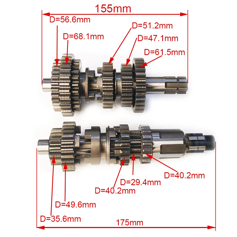 CB250 Main Counter Shaft 4 Front+1 Reverse Gear Transmission Gear Box For Jinling EGL Loncin JLA-21B 250CC Water Cooled ATV QUAD