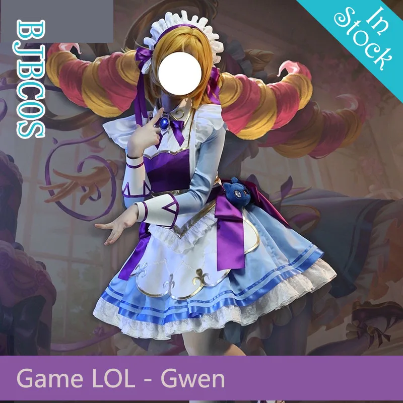 Game LOL Coffee Sweetheart Gwen Maid Dress Lovely Uniform Cosplay Costume Halloween Role Play Outfit For Women NEW