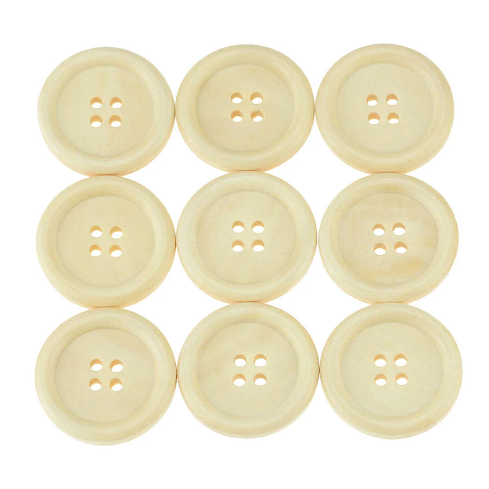 100 pz/set 15/20/25MM bottoni in legno colore naturale rotondo 4 fori dipinti cucito Scrapbooking bottoni fai da te accessori per il cucito