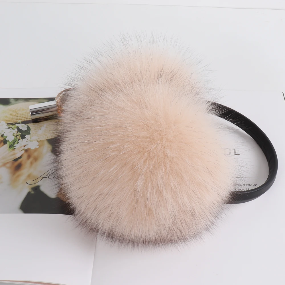 New Women Winter Warm Fluffy Natural Real Fox Fur Earmuffs Genuine Fox Fur EarMuff Girls Outdoor Windproof Real Fox Fur Ear-cap