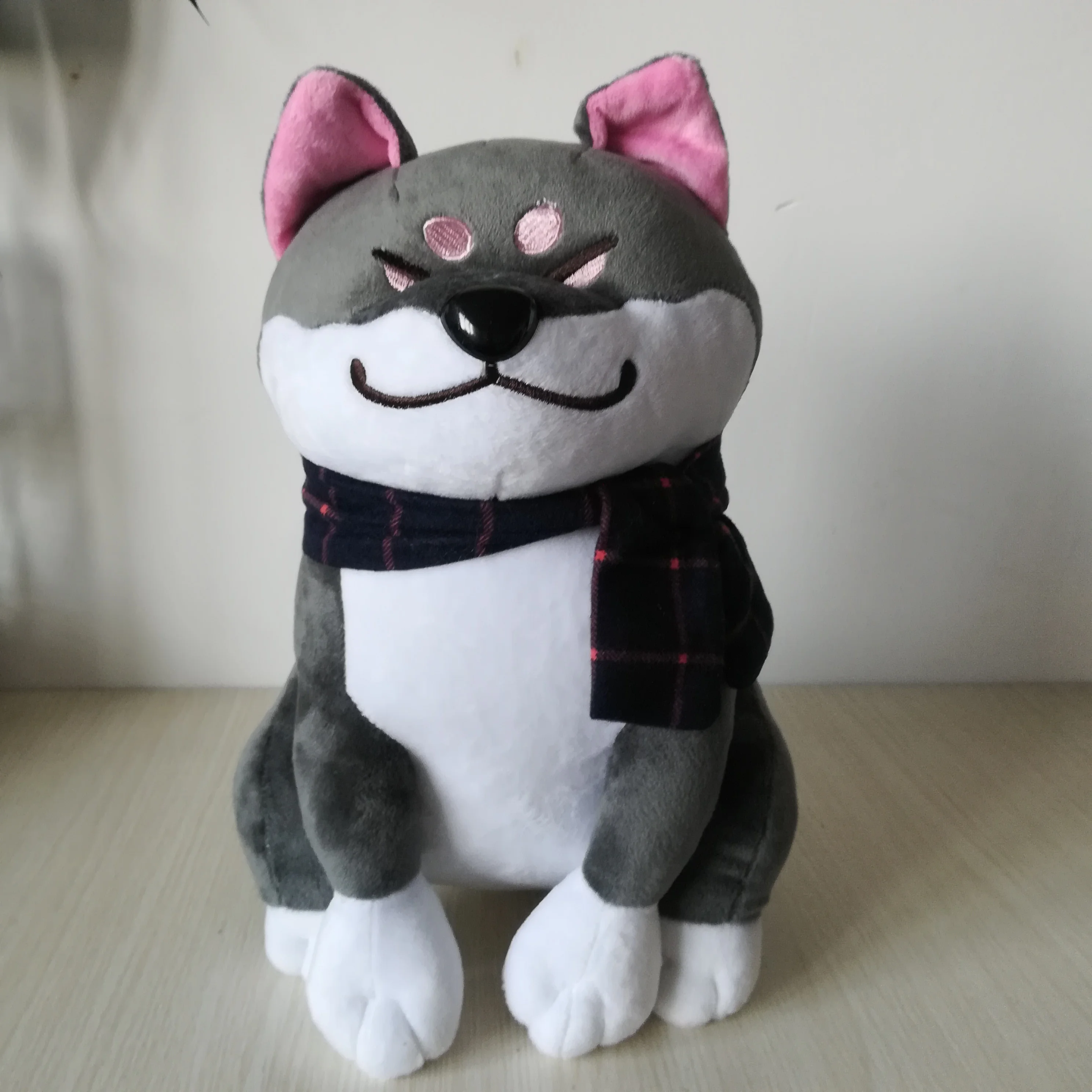 

simulation dog grey Shiba inu about 28x20cm squatting pose dog plush toy soft doll,birthday gift h0798