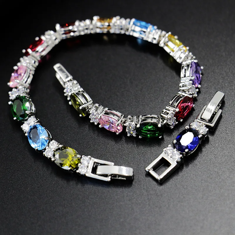 Cellacity Silver  Jewelry Gemstones Bracelet for Women Oval Zircon Trendy Female Fine JewelryValentine\'s Day gift Wholesale