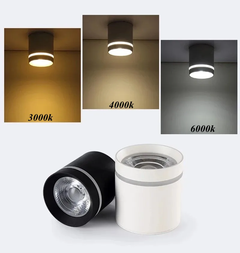 Nordic Downlight Led powierzchnia sufitowa lampy punktowe LED tło Ac 220v możliwość przyciemniania punkt COB kuchnia okrągła lampa do sypialni Hotel