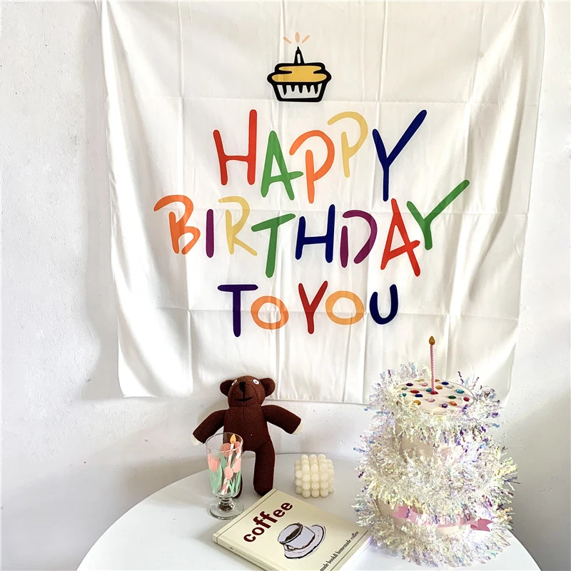 Korea Birthday Banner background cloth poster background wall baby shower Photo Props decoration Birthday Baby party decoration