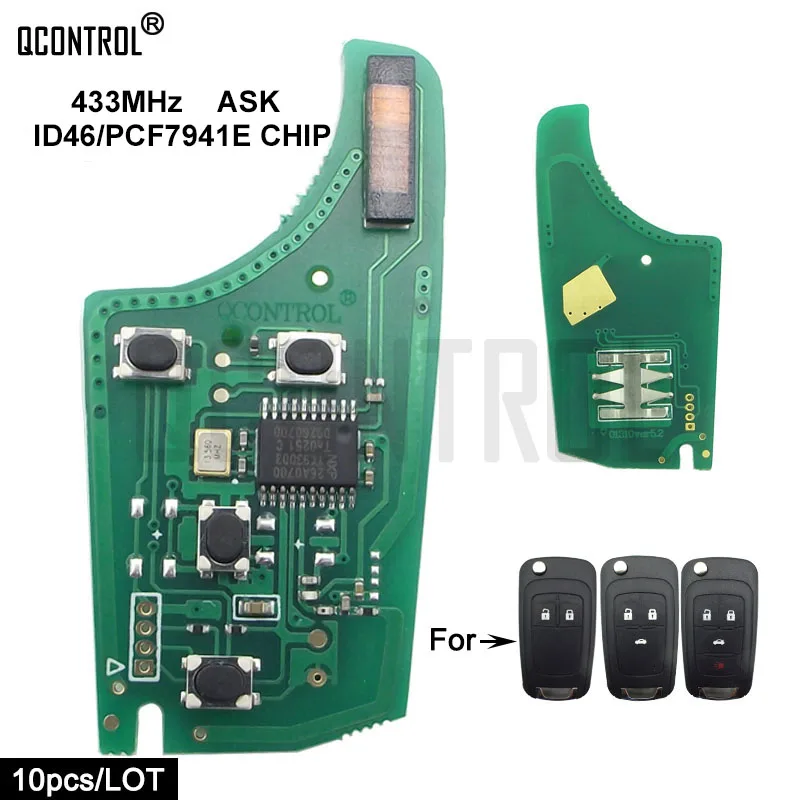 QCONTROL Car Remote Key Electronic Circuit Board for Opel/Vauxhall 433MHz for Astra J Corsa E Insignia Zafira C 2009-2016