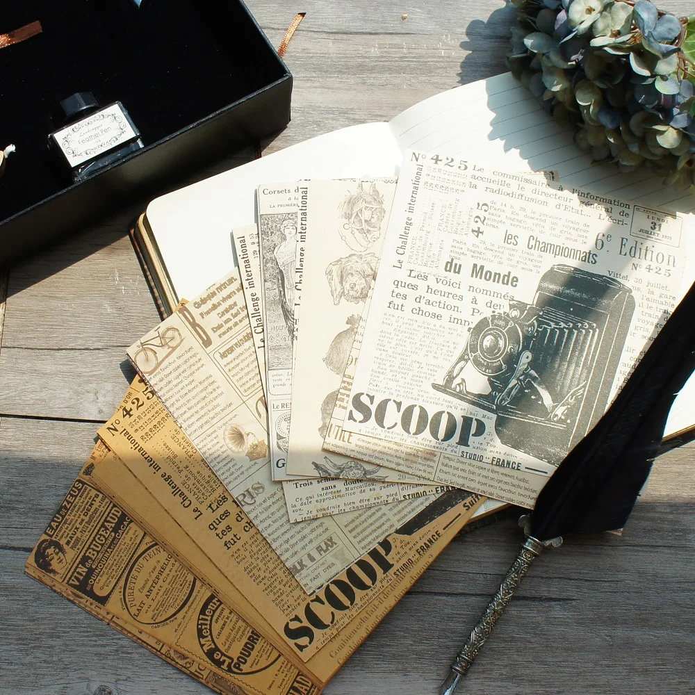 

2 Material Paper 30 Pcs DIY Vintage Old Time Newspaper Theme Handmade Background Use Craft Paper Scrapbooking Creative Gift Use
