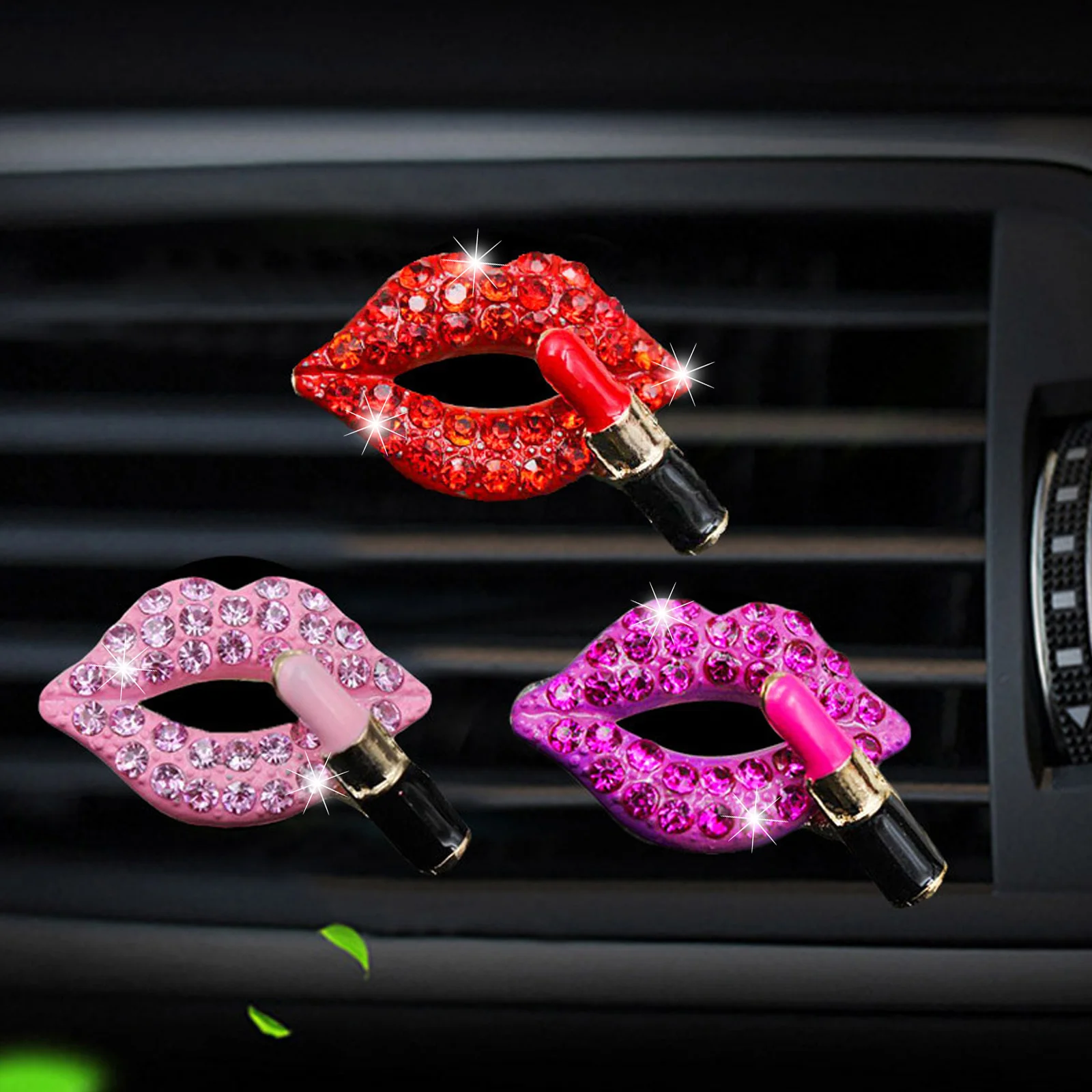 Red Lips Car Vent Clip Bling Bling Car Charm Air Vent Clips Rhinestone For Audi A1 A3 A4 A5 A6 A7 A8 TT 80 Q3 Q5 Q7 A4L A6L