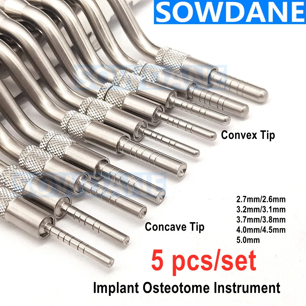 

5pcs set Dental Implant Osteotome Instrument Tool Sinus Lifting Lift Tool Convex or concave Tip Bended Stainless Steel Oral Care