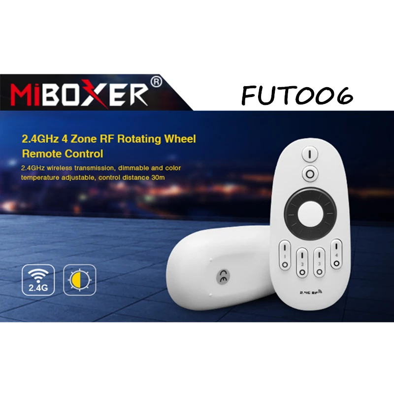 Miboxer FUT006 2.4GHz 4 Zone Rotating Wheel CCT Remote Control 30m LED Light Remote Bulbs Controller Touch RF Wireless Remote