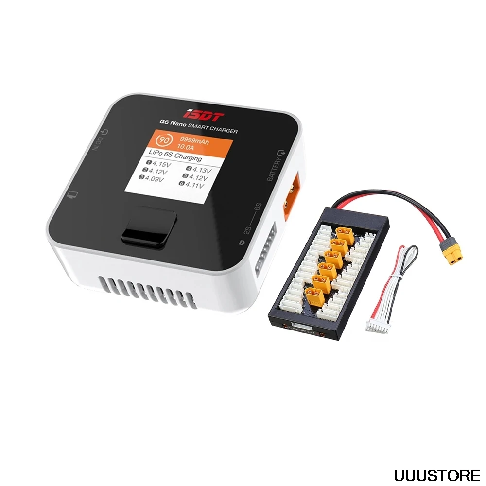 ISDT Q6 Nano BattGo 200W 8A Lipo Battery Charger White Color With XT60 Plug Parallel Charging Board