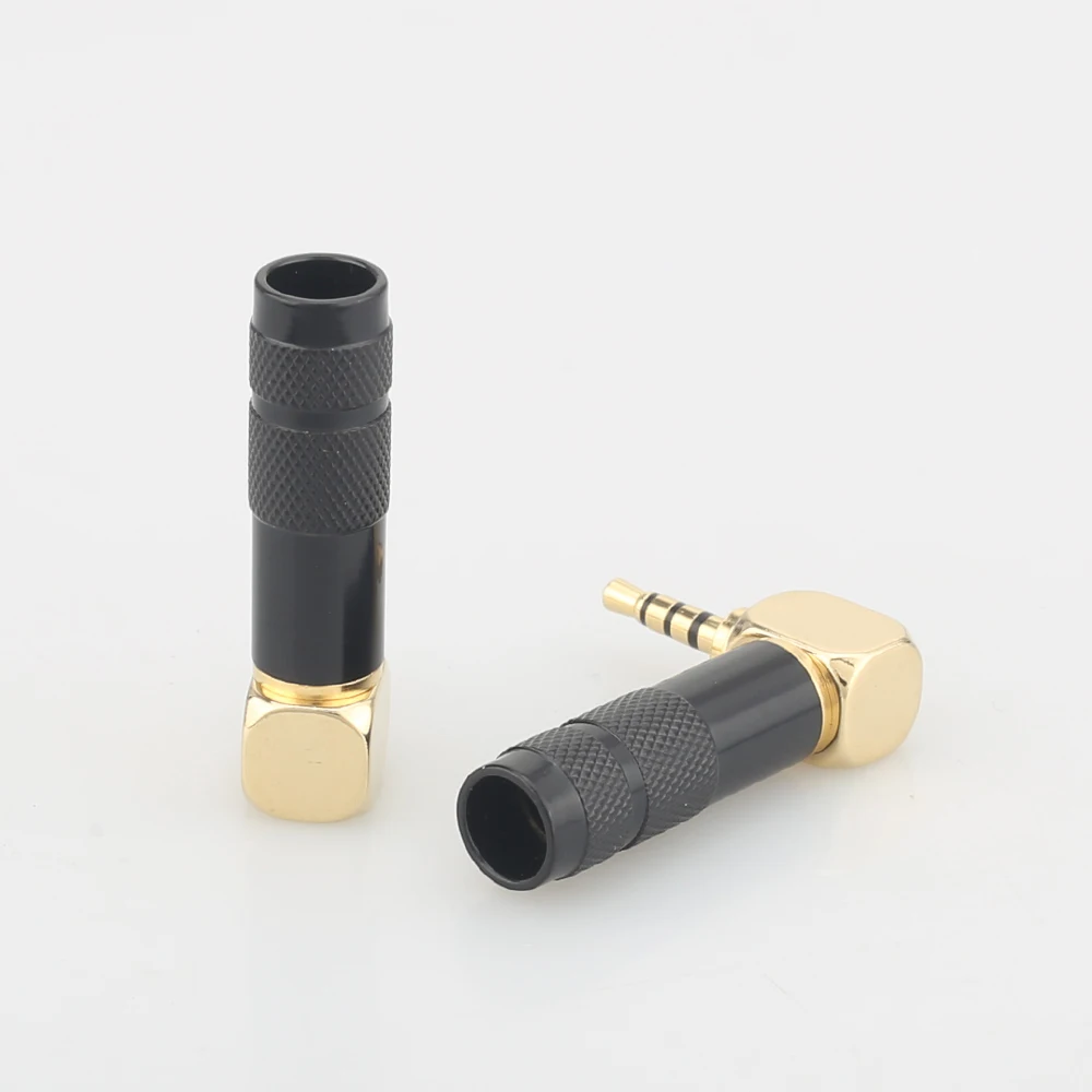 2 Chiếc Audiocrast HP007 Stereo Chất Lượng Cao 2.5 Mm TRRS 4 Cực Góc Tai Nghe Cắm Dây Cáp