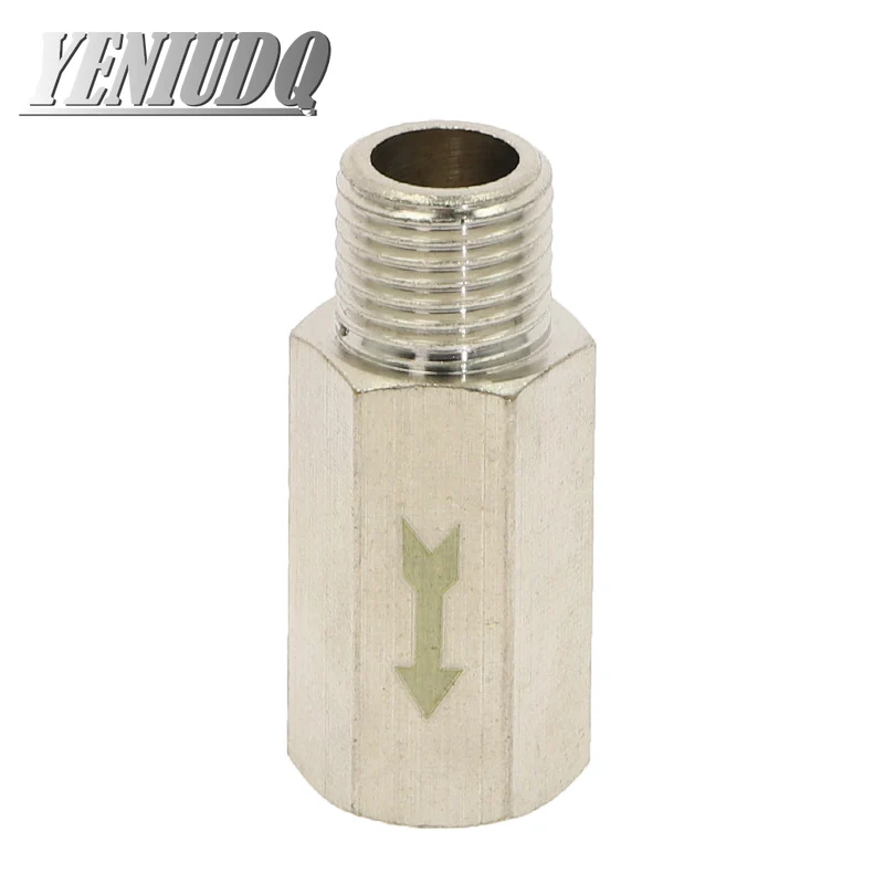 Pneumatic Check Valve Hexagonal Copper Nickel Plated Male Female thread 1/8\