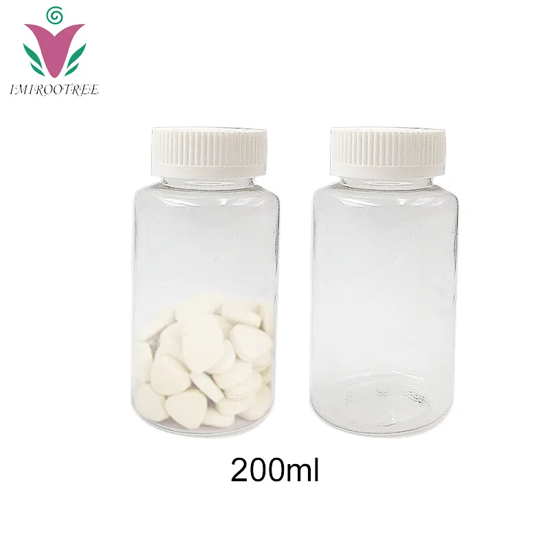 30pcs 200ml Clear HDPE/PE Plastic Pill Bottles Empty Capsule Container with CRC Child Safety Caps