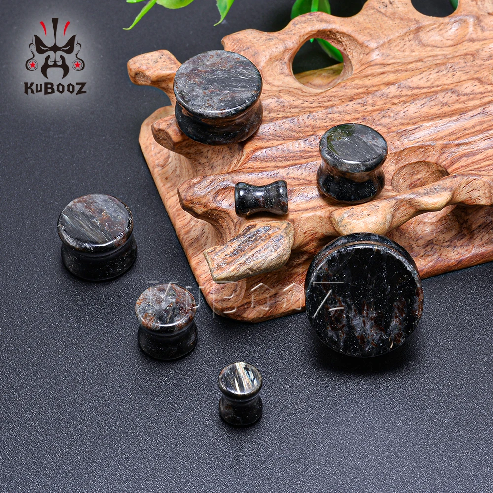 KUBOOZ Trendy Firework Stone Ear Gauges Expanders Fashion Body Piercing Jewelry Earring Plugs Tunnels Stretchers 2PCS