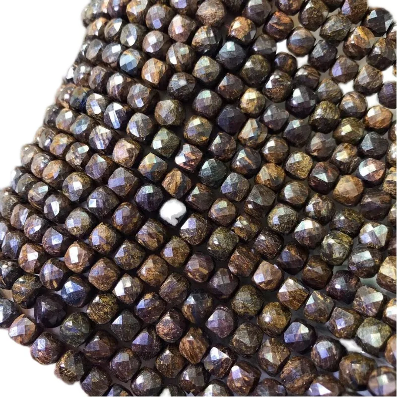 

Bronzite brown square faceted 8-9mm for DIY jewelry making loose beads FPPJ wholesale beads nature gemstone