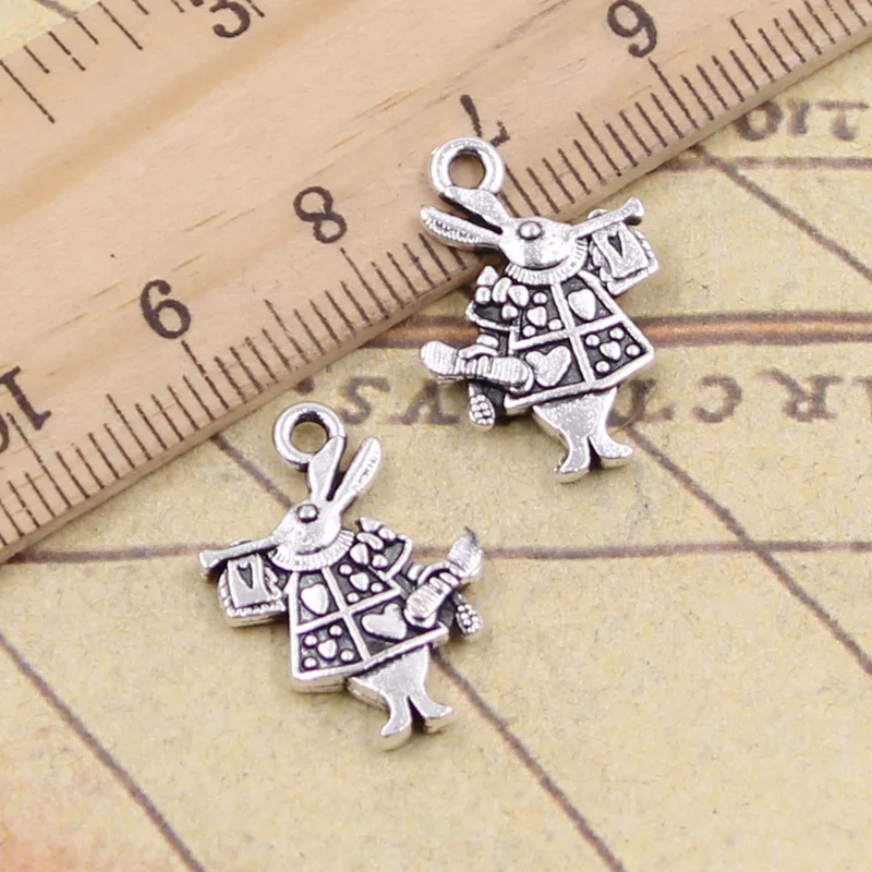 

25pcs Charms trumpet rabbit 21x15mm Tibetan Bronze Silver Color Pendants Antique Jewelry Making DIY Handmade Craft for Bracelet