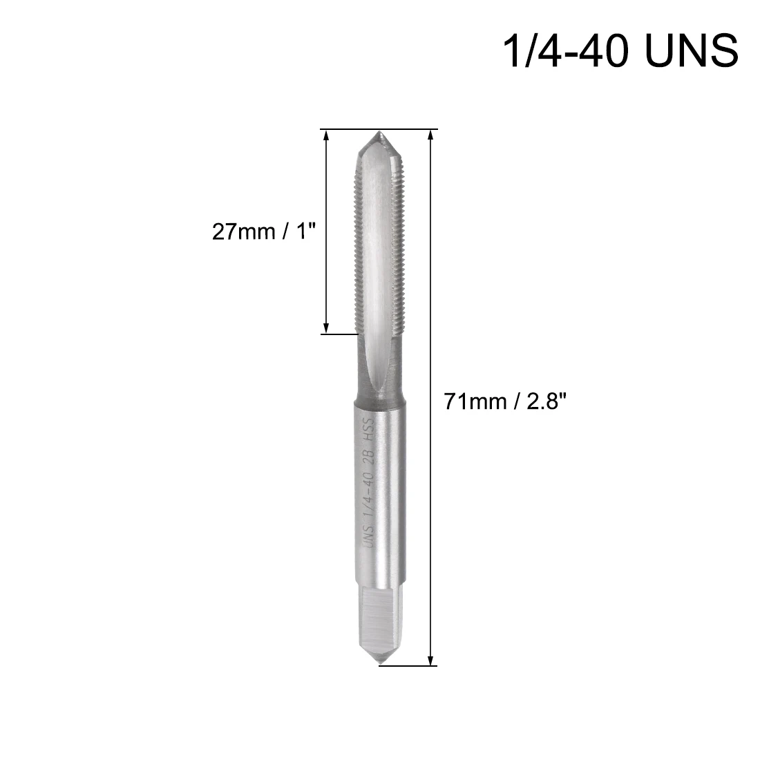 uxcell Machine Tap 1/4-40 UNS Thread 2B Class 3 Flutes High Speed Steel