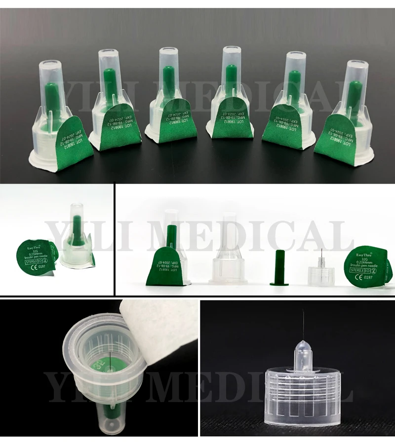 Agulha de esterilização médica caneta, agulha de ensino médico, CE, 32G x 4mm, 31G x 6mm, 32G x 5mm, 31G x 5mm, 31G x 5 milímetros, 31G x 8 milímetros, 200 PCes