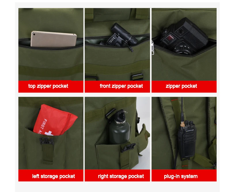 120L Männer Wandern Tasche Camping Rucksack Große Outdoor Klettern Trekking Reise Taktische Taschen Gepäck Tasche Schulter – Detail 8