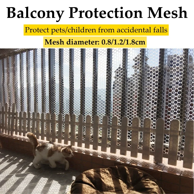 Height 30/50cm Length 1m Balcony Protection Mesh Pets Kids Anti-Fall Network Stairs DIY Protection Fence Plastic Net Cat Safety