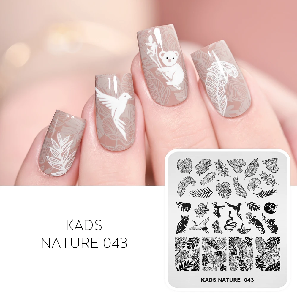 

KADS Tropical Plant Image Nail Art Stamping Plate Snake Koala Owl Pattern Design Stamp Template for Nails Manicure Stencil