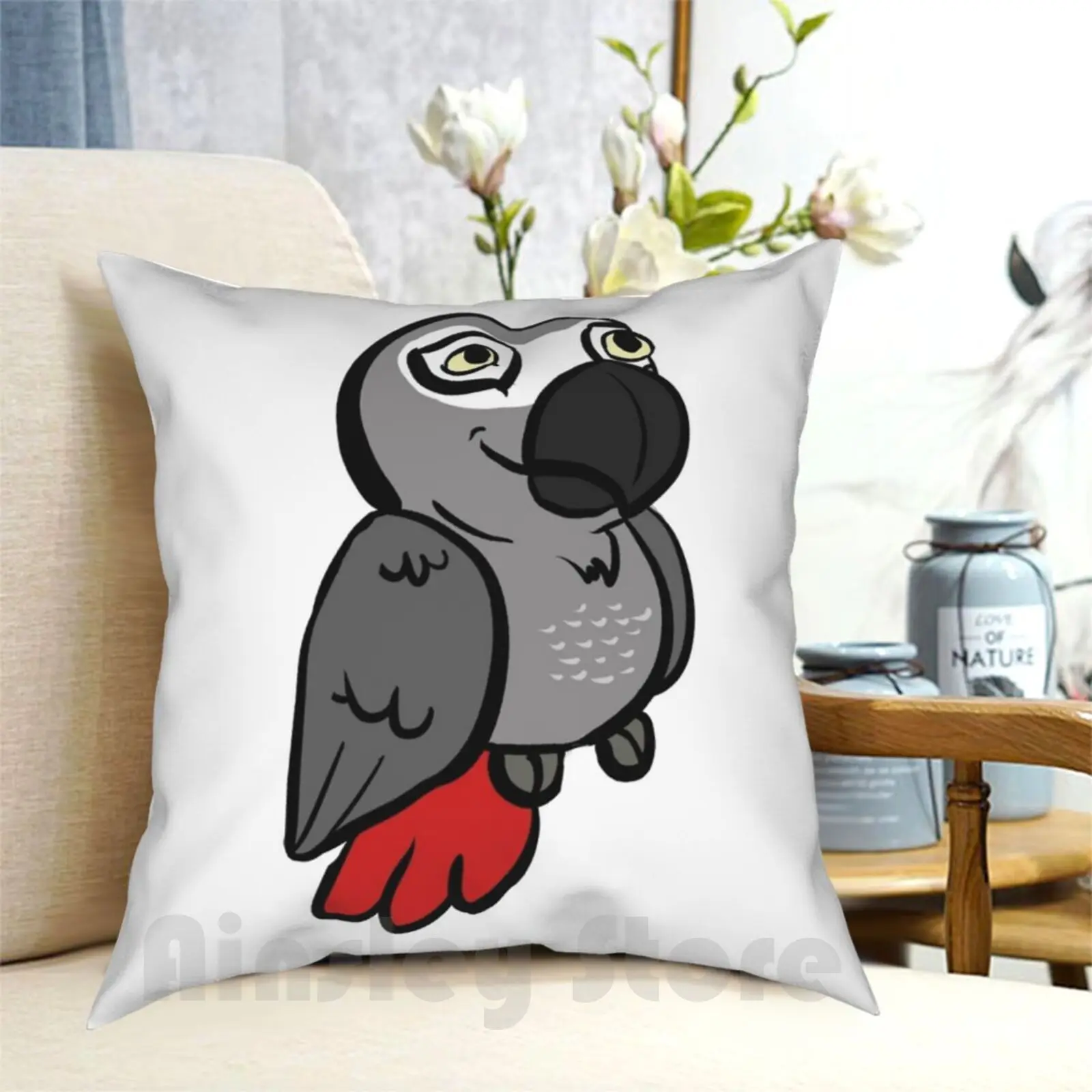 African Grey Congo Peepo Pillow Case Printed Home Soft Throw Pillow Parrot Parrots African Grey Parrot African Grey