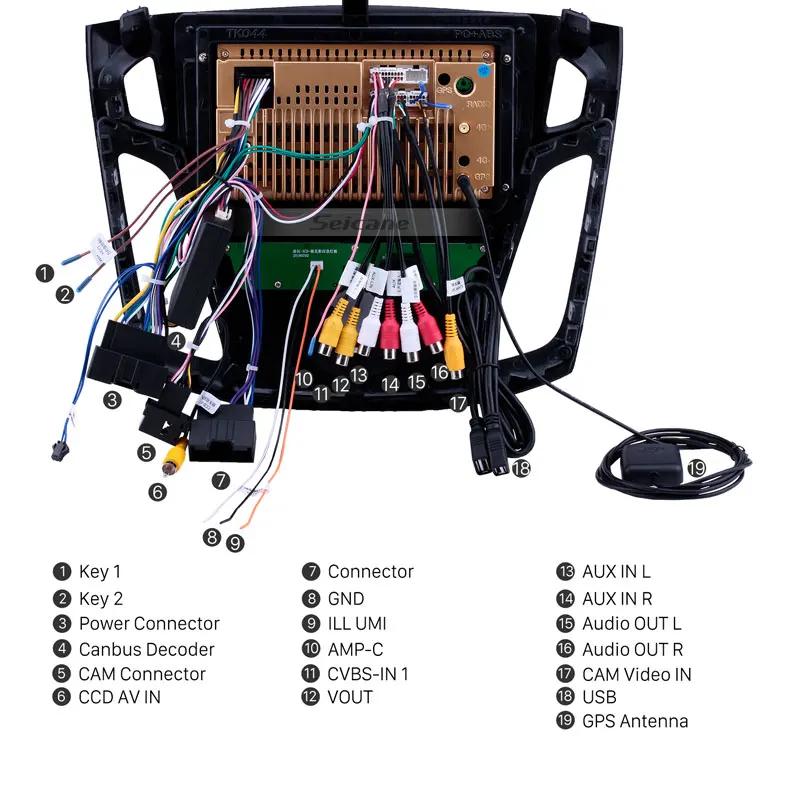 Seicane-REPRODUCTOR Multimedia para coche, pantalla táctil HD de 9 pulgadas, con Android 13, navegación GPS, para Ford Focus 3, 2011, 2012, 2013-2019, 1024x600