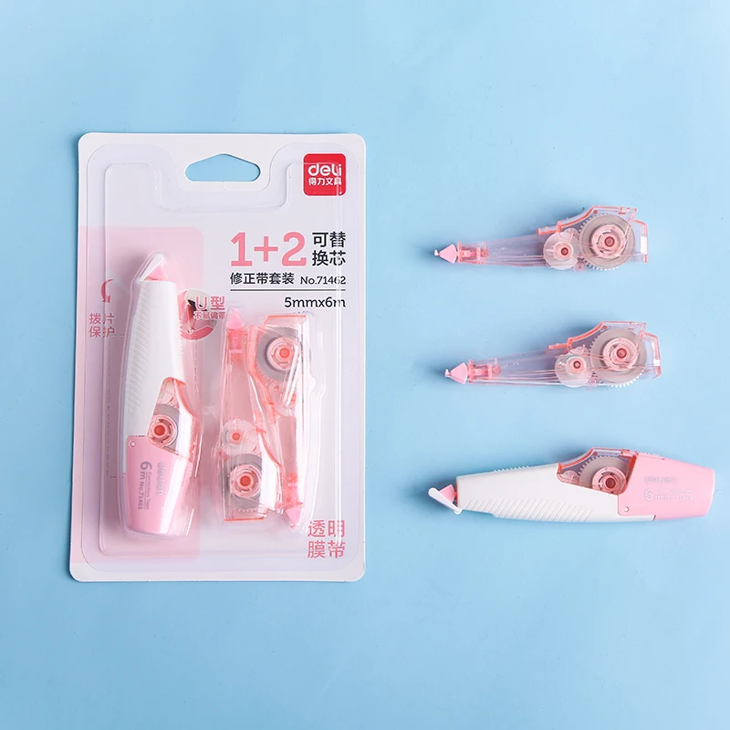 Mohamm 2+1 5mm*6m White Out Correction Tape Pen with 2 Refills Set School Office Supplies Stationery