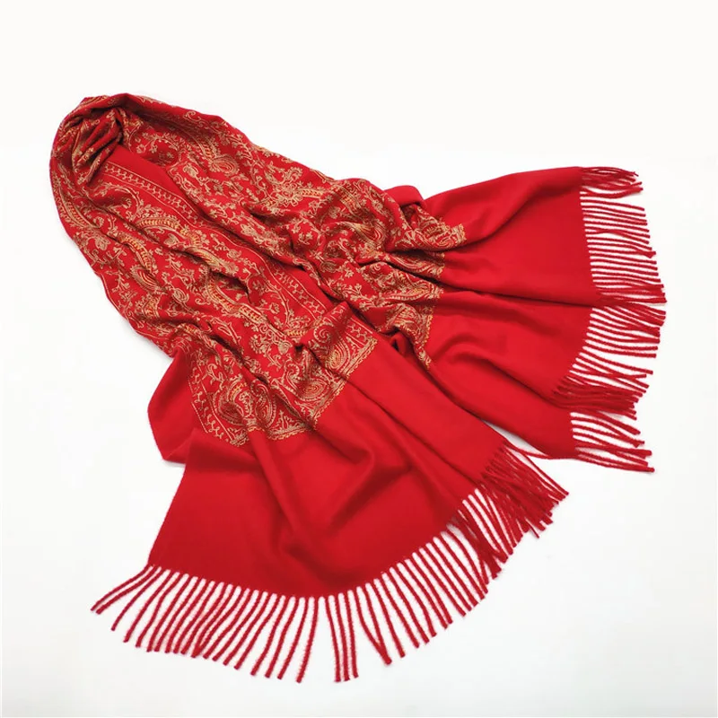 2023 luxury brand women scarf Winter Thick Embroidery scarves shawls lady wraps Cashmere Pashimina female Echarpe stole bandana