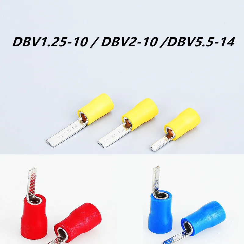 DBV1.25-10 Chip-Shaped Pre-insulating wire Terminal Blade  Cold pressed terminals 50PCS/Pack