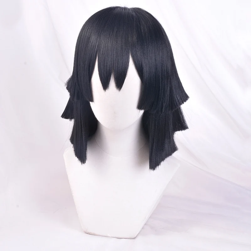 Iguro Obanai Kurze Schwarz Styled Perücke Dämon Slayer Kimetsu keine Yaiba Wärme Beständig Haar Cosplay Kostüm Perücken + Freie Wig kappe