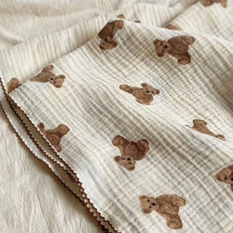 Summer Home Multi-layers Adult Kids Baby Blanket Bear Print Toddler Ait Conditioner Beddiing Blanket Cute Baby Stuff