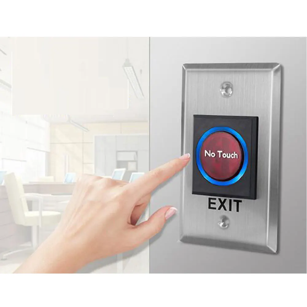 5pcs Infrared Exit Button NO Touch Panel NO/NC/COM Output, Blue Back Light Electric Box Cassette