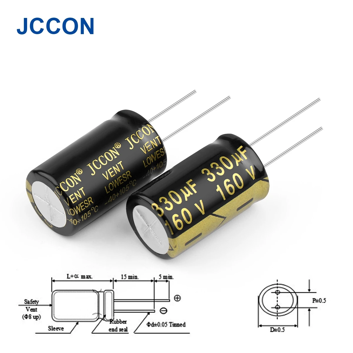 10Pcs JCCON Aluminum Electrolytic Capacitor 160V330UF 18x30 High Frequency Low ESR Low Resistance Capacitors 330UF