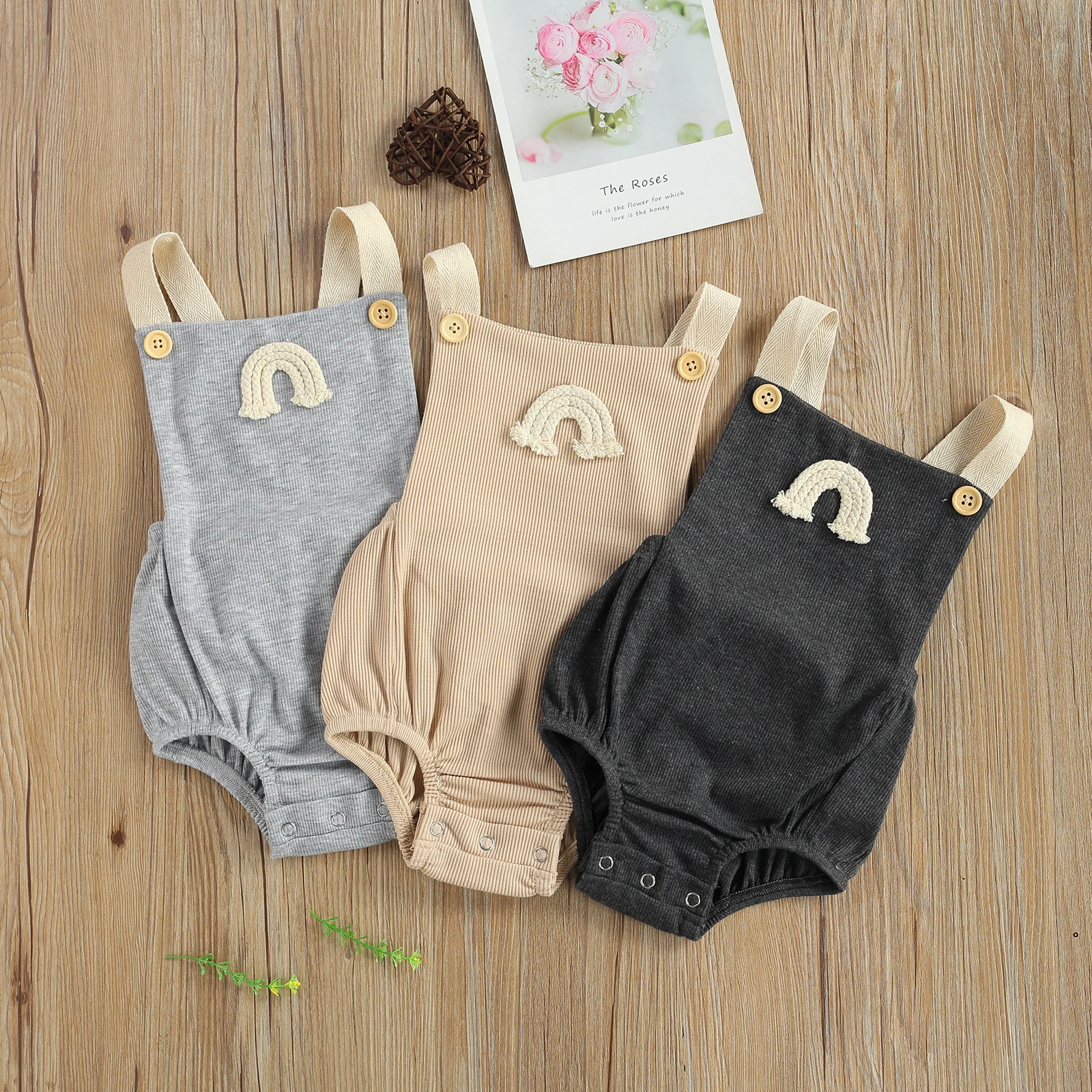 Kids Baby Boys Romper Summer Newborn Baby Girls Sleeveless Rainbow Print Knitted Rompers Backless  Suspender Jumpsuits Outfits