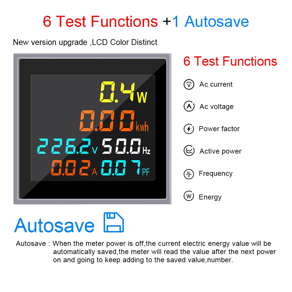 Ac Power Energy Meter 110V 220V 100A Voltmeter Amperemeter Wattmeter Frequentie Tester Hd Lcd Display Power Factor Volt amp Monitor