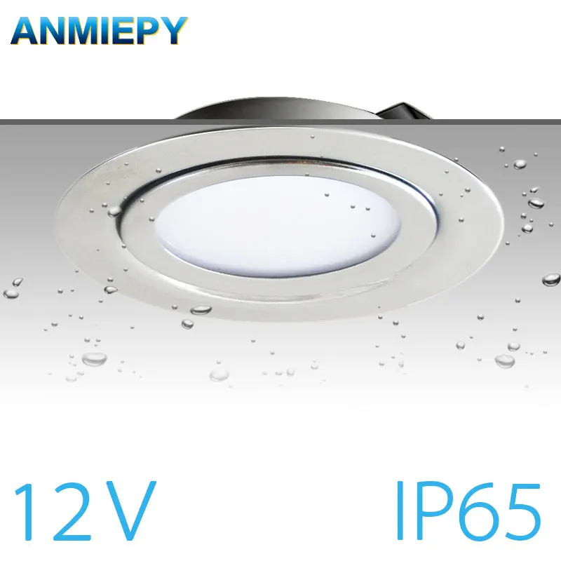 Ip65 spotlight 3w 5w 7w dc 12v de aço inoxidável 304 tensão de segurança led ultra-fino casa cozinha jantar iluminação local 14mm magro